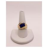 14K LAPIS YELLOW GOLD RING SZ. 10 - 15.84 GRAMS