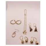 14K GROUP NECKLACE, 2 EARRING DAMAGED - 12.41
