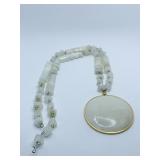 AGATE QUARTZ NECKLACE 2" ROUND 24" CHAIN