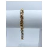 14K GOLD FLAT BYZANTINE BRACELET TRICOLOR 7.25" L