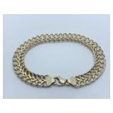 14K DOUBLE RING BRACELET 7.5" L - 6.96 GRAMS