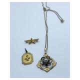 120/12K GOLD CHAIN AND PENDANT, 1/10 10K GOLD