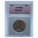 1954 - LIBERTY HALF - GRADED MS-66 FBL