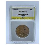 1954-D - LIBERTY HALF - GRADED MS-65 FBL