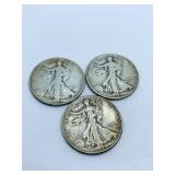 (3) SILVER HALF DOLLARS 1937, 1939, 1940