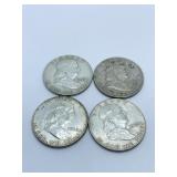(4) FRANKLIN HALVES INCL: 1958-D, 1959-D, 1962-P,