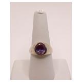 RING 925 AMYTHEST CENTER STONE SZ. 9 - 7.37 GRAMS