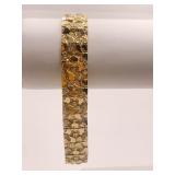 14K GOLD NUGGET 8.25" BRACELET- 1/2" WIDE- 32.9