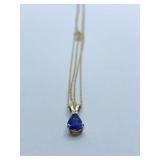 14K GOLD AMYTHEST PENDANT AND 18" CHAIN