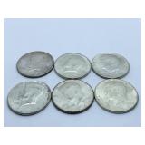 (6) 1964 KENNEDY HALVES