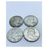 (4) FRANKLIN HALVES INCL: 1959-D, 1961-D, 1963-P,
