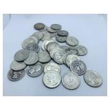 (40) SILVER WASHINGTON QUARTERS 1964 BACK