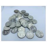 (40) SILVER WASHINGTON QUARTERS 1964 BACK