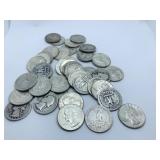 (40) SILVER WASHINGTON QUARTERS 1964 BACK