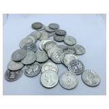 (40) SILVER WASHINGTON QUARTERS 1964 BACK