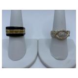 14K RINGS- UNUSUAL ONYX RING W/ CITRINE CENTER