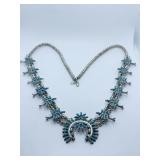 SQUASH BLOSSOM UNMARKED SILVER NECKLACE
