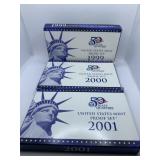UNITED STATES MINT PROOF SETS 1999, 2000, 2001