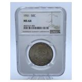 1951 - LIBERTY HALF - GRADED MS 64