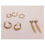 2 PAIRS NOT MATCHING SZ. HOOP EARRINGS, PR. DROP
