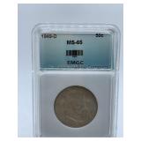 1949-D LIBERTY HALF - MS 65 SLABBED AND GRADED