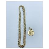 14K CHAIN AND 14K ST. JUDE PENDANT 16" CHAIN 7.7