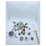 PINS AND ASSORTED JEWELRY COSTUME