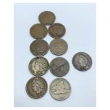 INDIAN HEAD PENNIES: 1886, 1898, 1881, 1879,