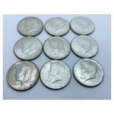 (9) 1965-68 40% SILVER CLAD HALVES
