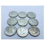 (9) 1965-68 40% SILVER CLAD HALVES