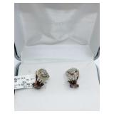 EARRINGS 14K OVER SILVER 1/2 CT DIAMONDS PIERCED