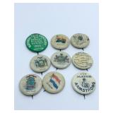 PINS: SWEET CAPORAL CIGARETTE BUTTON, PEPSIN GUM