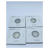 (4) ROOSEVELT DIMES 1947, 1948-S, (2) 1949