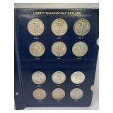 12 LIBERTY WALKING HALF DOLLARS INCL. 1935,1936 &