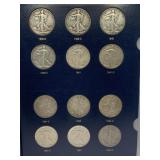 12 LIBERTY WALKING HALF DOLLARS INCL. 1939 D & S,