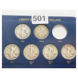 (6) LIBERTY WALKING HALF DOLLARS INCL. 1916,