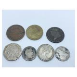 1809 HALF CENT, 1902 DIME, 1872 DIME MONOGRAMMED