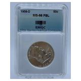 1958-D LIBERTY HALF - GRADED MS-66 FBL
