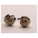 STERLING SHELL DESIGN CUFFLINKS 21.75 GRAMS