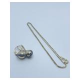14K ITALY EARRING AND NECKLACE - 17" L AND DROP