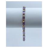 10K GOLD BRACELET W/ AMYTHEST RECTANGLE STONES -