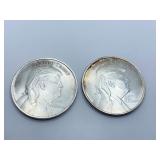 (2) DONALD J TRUMP 45TH PRESIDENT 1 OZ 999 AG THE