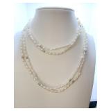 14K GOLD DOUBLE STRAND OF SEED PEARL - 22" LONG -