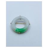 MOSS ON SNOW JADE CIRCLE PIN 1.5" W/ 14K GOLD