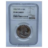 1956 TYPE 2 - LIBERTY HALF - GRADED PF 68 CAMEO