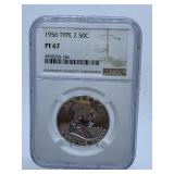 1956- TYPE 2 HALF DOLLAR - GRADED PF67