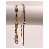 14K (2) 7" GOLD BRACELETS WHITE AND YELLOW GOLD,