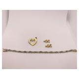 925 BRACELET W/ GREEN COLORED STONES, CROSS