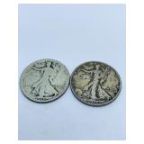 (2) SILVER HALF DOLLARS 1917, 1935