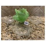 IRIS 3 BERRIE BOWL & 1 ART GLASS GREEN BOWL
